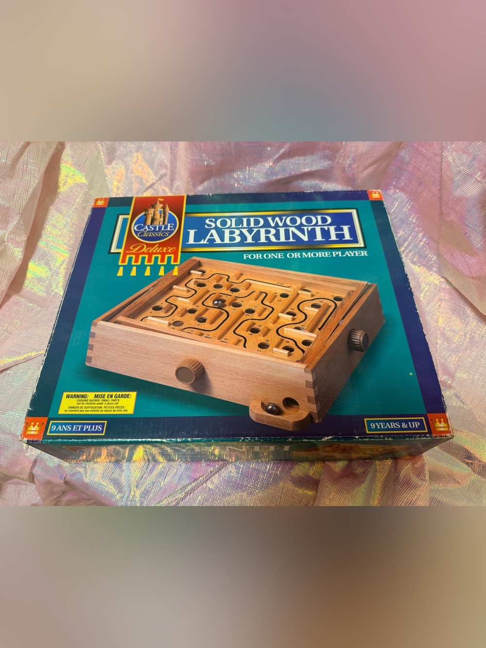 Vintage Solid Wood Labyrinth Game - Natural Wood